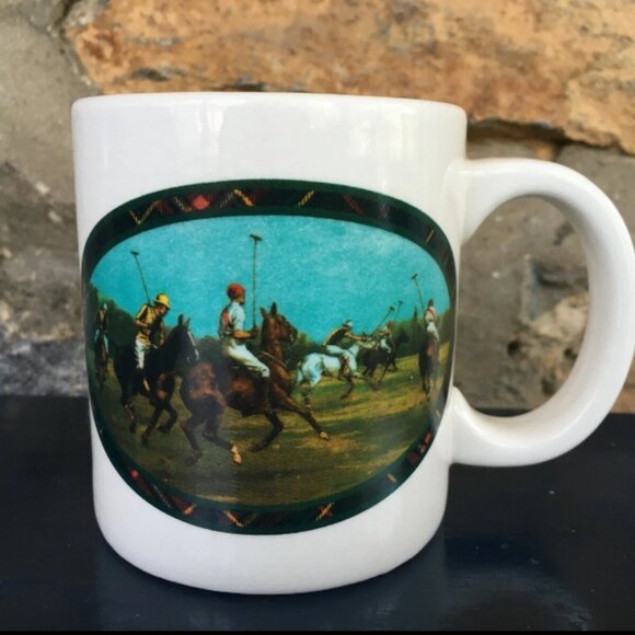 Vintage 1978 Ralph Lauren Horse Equestrian Polo Coffee Mugs Cups Set Lot Of 3 - Picture 2 of 6